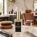 Parfumflesje Oak & Blade Barbers met eigen etiket in een barbershop